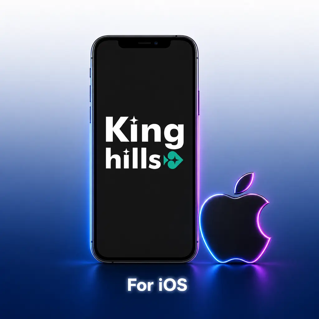 KingHills iOS access guide showing how to add a Safari home screen shortcut for app-like use on iPhone and iPad.