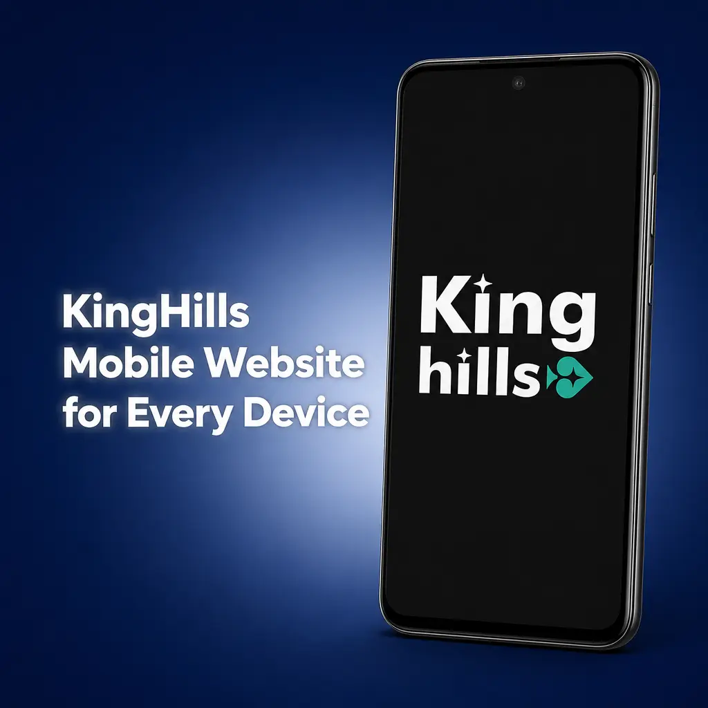 KingHills mobile website on smartphone showing slots, live casino and sportsbook without app download