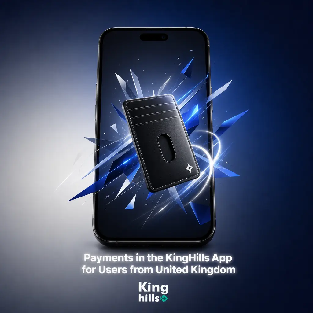 KingHills app payment options for UK users, including bank transfer, Apple Pay, Google Pay, Revolut, and VISA/Mastercard